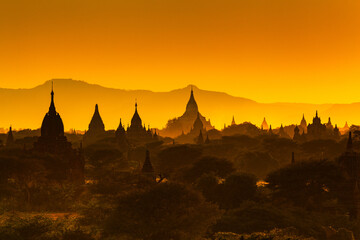 The Temples of bagan at sunrise, Bagan, Myanmar