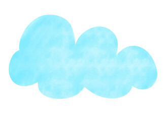 Hand-drawn watercolor illustration of a cloud isolated on a white background.