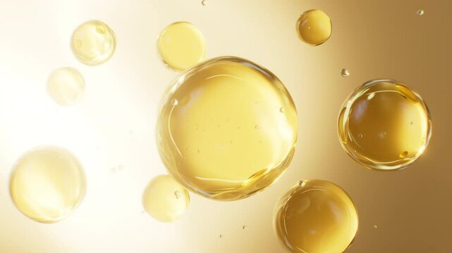 Abstract golden glass spheres, golden cells, 3d rendering.