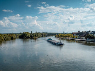 Naklejka premium boat on the river