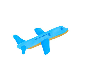 Hand-drawn watercolor illustration of an Airplane isolated on a white background.