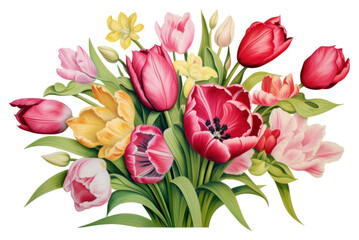 Obraz premium PNG Tulip bouquet in embroidery style flower plant inflorescence.