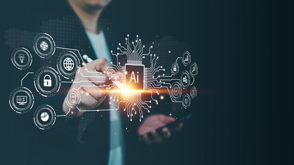 AI deep learning system and artificial intelligence for business, Cyber ​​digital transformation technology for global connectivity