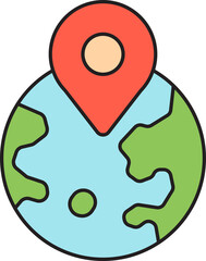 Globe and Gps Pin Icon
