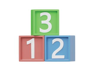 Number block icon 3d render illustration