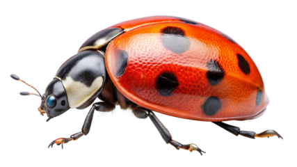 a seven spotted Ladybug, isolated on white background