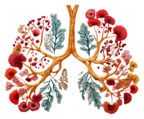 PNG Lung in embroidery style medical pattern dessert.