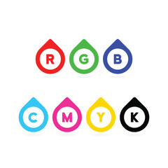 RGB and CMYK drop icons. Vector illustration	