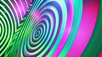 Retro backdrop with spiral patterns and neon highlights layered with vibrant gradients