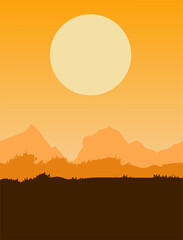 Poster background mountain with moon