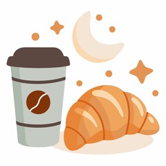 a cup of coffee and a delicious croissant is a real French breakfast.