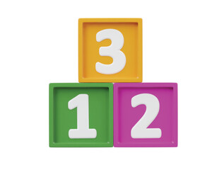 Number block icon 3d render illustration