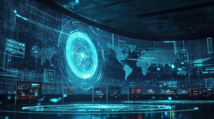 Obraz premium A digital radar system detecting opportunities for business innovation and disruptive technologies