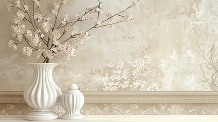 Vintage sepia wallpaper with lace and hand-drawn botanical illustrations overlay