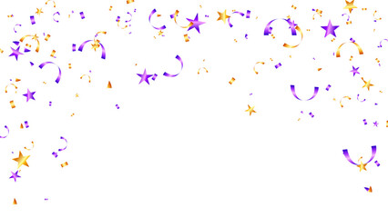 confetti purple and gold color decoration for celebration, festive, anniversary and birthday party