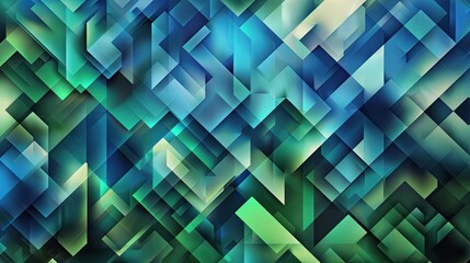 Obraz premium Blue and green Cubist background with geometric shapes and smooth light gradients