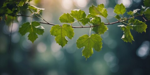 A thin branch with ivy leaves hanging from it.