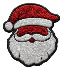 Festive Santa Claus patch with red hat and beard, cut out - stock png.
