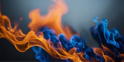 A blue and orange flame with a blurry background.