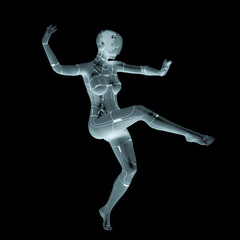 gynoid girl is doing a belly dance