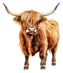 Image of Highland cow with long hair in a natural setting, cut out - stock png. printed on Printed Glass Splashbacks