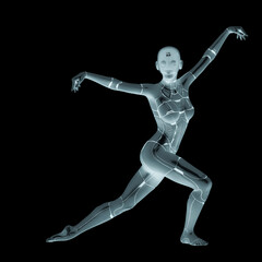 gynoid girl is doing a ballet dance