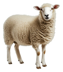 Obraz premium Sheep standing on white background indoors, cut out - stock png.