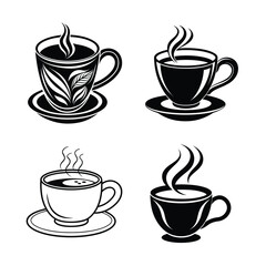 cup of coffee set vector illustration