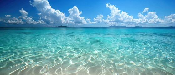 Obraz premium Serene Paradise: Crystal-Clear Waters and Sandy Beach of a Tropical Paradise