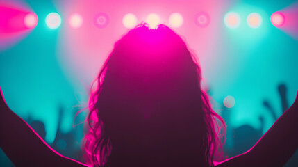 Girls Group Dancing Fun Party Confetti Light Night