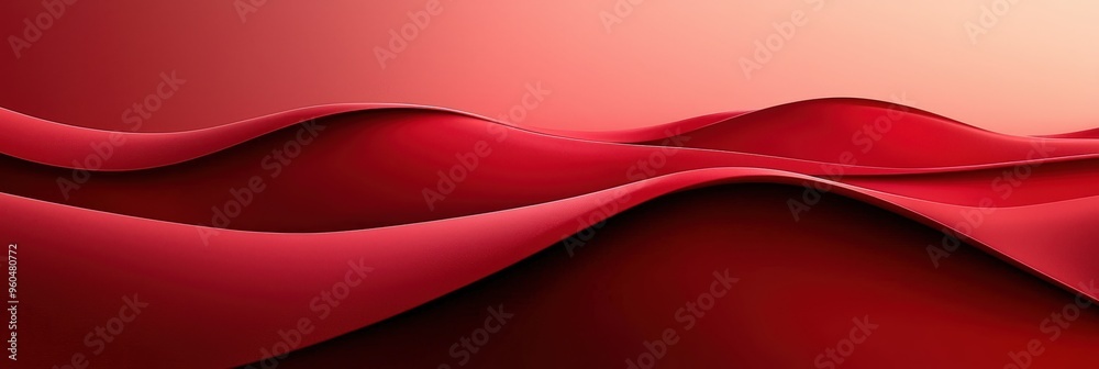 Aufkleber Smooth, flowing red curves generate a calming atmosphere, suggesting warmth and comfort. Subtle highlights enhance the soft texture as shadows play across the surface