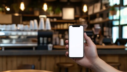 Hand Holding Mobile Phone with Blank Screen for Device Mockup