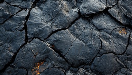 Cracked and Wrinkled Surface of Cooled Lava