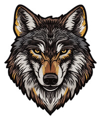 Fototapeta premium Detailed illustration of a wolf's head in nature, cut out - stock png.