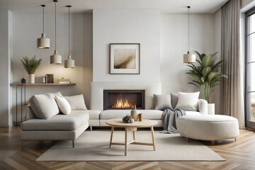 Contemporary living room with minimalist style and neutral colors