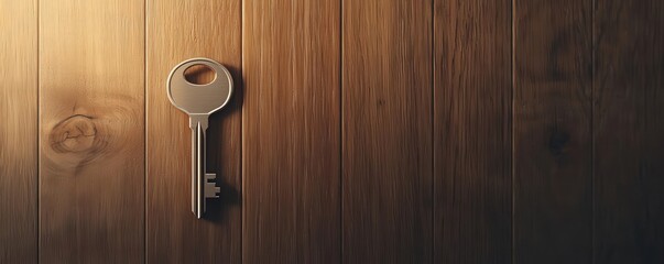 Obraz premium A key unlocking a door bathed in warm light, symbolizing unlocking new opportunities new beginnings, unlocking potential