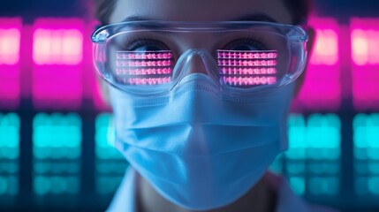 Scientist in a biotech lab observing DNA fragments under UV light, cutting-edge genetic research