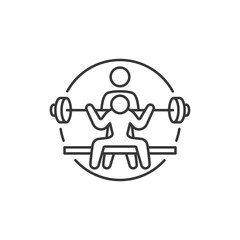 Personal trainer logo. intense workout, group fitness, training icon. Weightlifting exercise. Sport coaching. Bootcamp, gym symbol. 