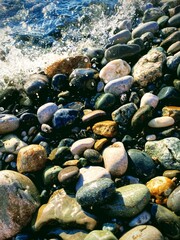 pebble stones on the sea shore, beautiful photo 