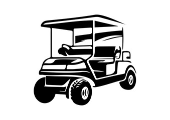 Fototapeta premium Silhouette of a Modern Golf Cart Isolated