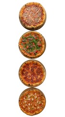 Delectable Assortment of Gourmet Pizzas on Wooden Platters