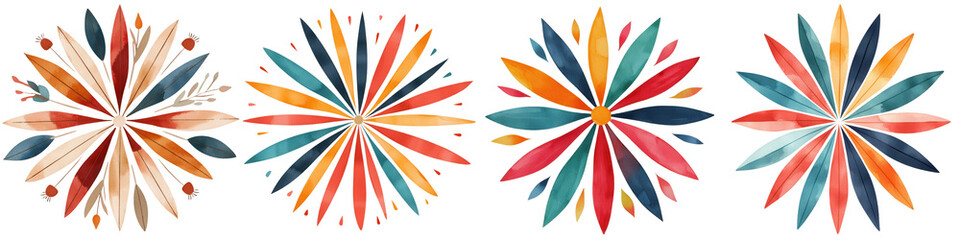 Fototapeta premium Colorful decorative elements showcasing vibrant patterns and designs. Perfect for creative projects and artistic inspirations.