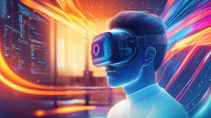 VR metaverse digital entanglement data man