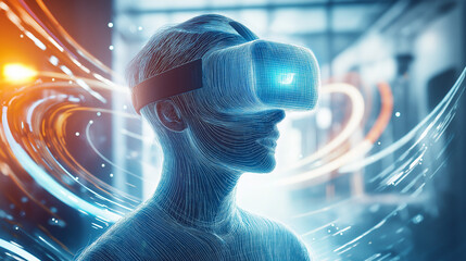 VR metaverse digital entanglement data man