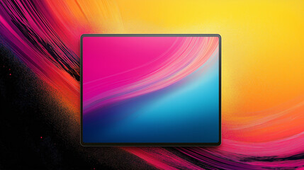 Tablet on bright abstract background