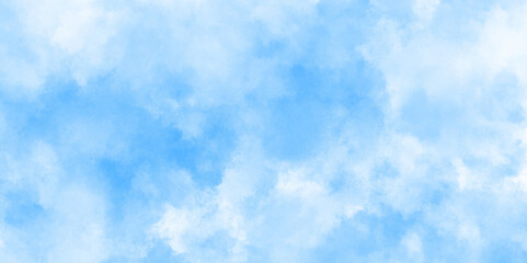 Beautiful blue sky with white clouds. Abstract nature background of romantic summer blue sky with fluffy clouds. Watercolor blue color texture background, clouds and sky pattern illustration cloudy.	
