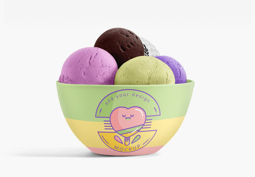 Bowl with Ice Cream Mockup