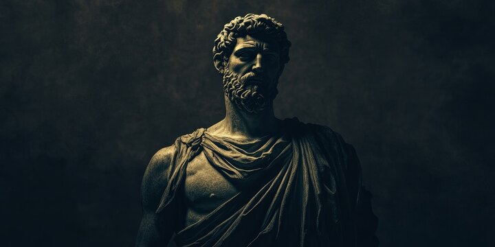 A marble statue of a man in a toga.