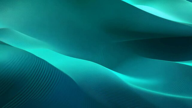 Static video establishing scene; beautiful abstract wave background with rippling, flowing texture effect, blue and green colour rendered in 3d