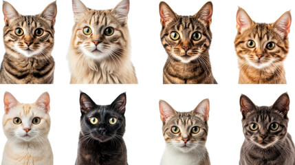 Collage of Different Cat Breeds Looking at the Camera.